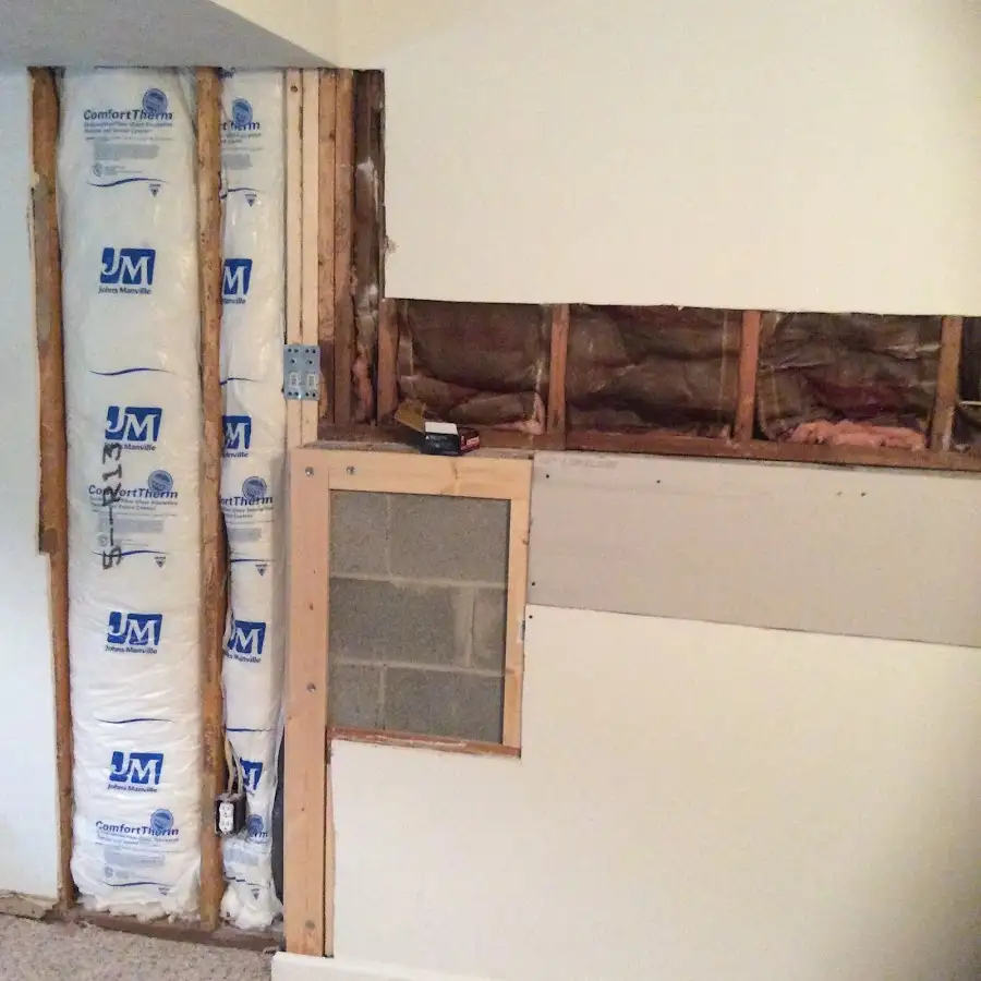 Wall insulation replacement during Basement Flood Cleanup in Spencer